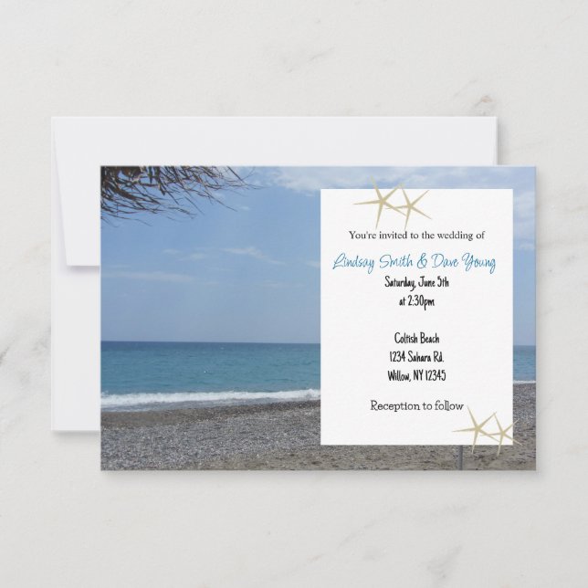 Invitación de boda de estilo de playa (Anverso)
