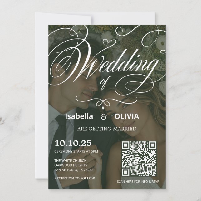 Invitación de boda de estilo de revista moderna ún (Anverso)