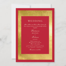Invitación de boda de estilo indio rojo y dorado