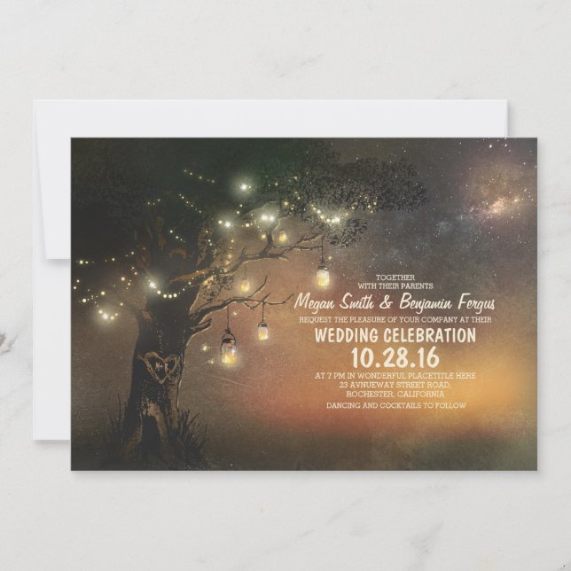 Invitación de boda de estilo rústico  (Anverso)