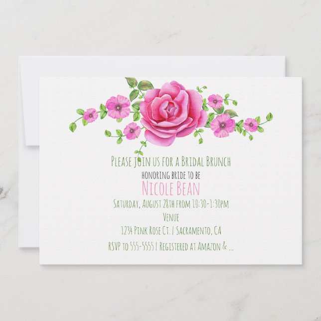 Invitación de boda de estilo shabby chic floral ro (Anverso)