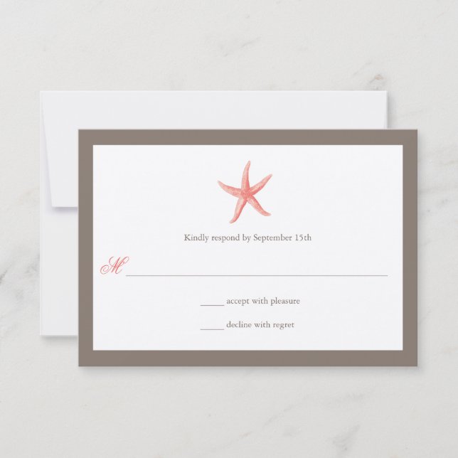 Invitación de Boda de Estrella de Mar - CORAL (Anverso)