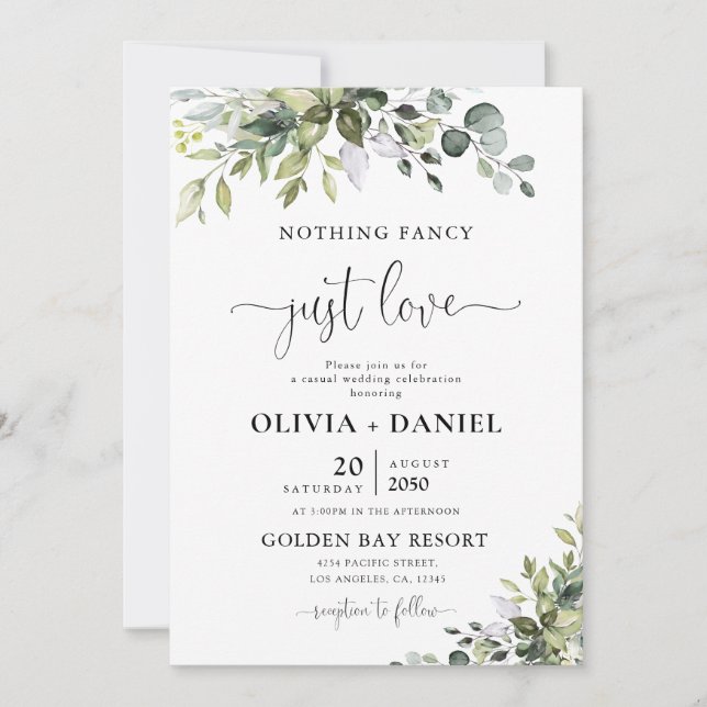 Invitación de boda de eucalipto (Anverso)