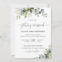 Invitación de boda de eucalipto
