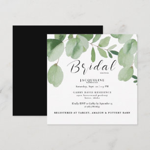 Invitación de boda de Eucalipto B/N Cuadrado