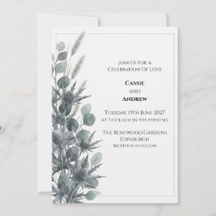 Invitación de boda de Eucalipto Cardo Azul