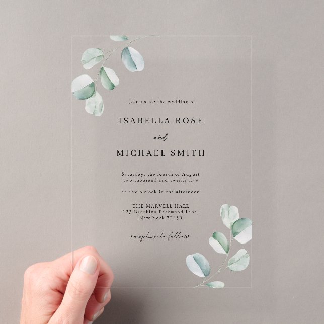 Invitación de boda de eucalipto Chic Rústico (Insitu (portátil))