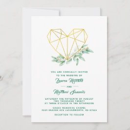 Invitación de boda de eucalipto con corazón
