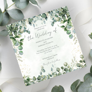 Invitación de Boda de Eucalipto Cuadrado 1001