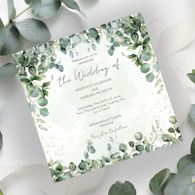 Invitación de Boda de Eucalipto Cuadrado 1001 (Subido por el creador)