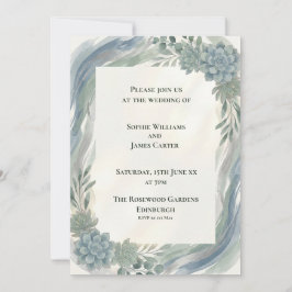 Invitación de Boda de Eucalipto Gris Azul