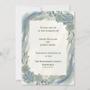 Invitación de Boda de Eucalipto Gris Azul