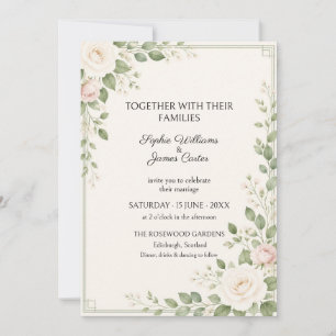Invitación de boda de eucalipto Rosa Marfil