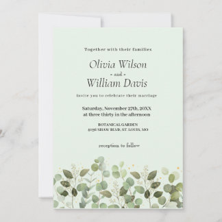 Invitación de boda de eucalipto verde