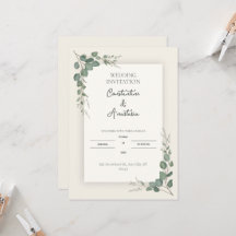 Invitación de boda de eucalipto verde salvia