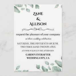 Invitación de boda de eucalipto verde salvia