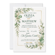 Invitación de boda de eucalipto verde salvia