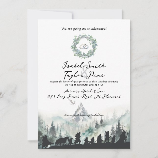 Invitación de boda de fantasía élfica (Anverso)