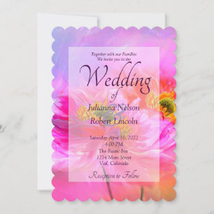 Invitación de boda de fantasía floral rosa