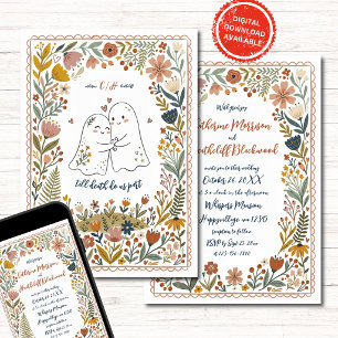 Invitación de Boda de Fantasmas Boho Lindos
