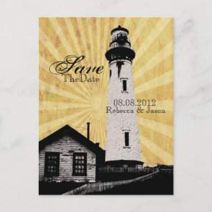 Invitación de boda de faro náutico costero para gu