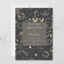 Invitación de boda de fases lunares celestiales ne