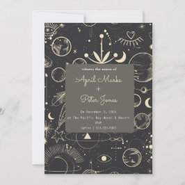 Invitación de boda de fases lunares celestiales ne