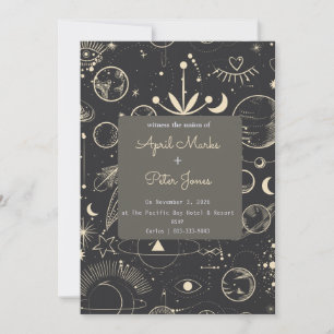 Invitación de boda de fases lunares celestiales ne