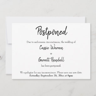 invitación de Boda de fecha nueva "pospuesta"