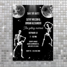 Invitación de boda de fiesta de baile de esqueleto
