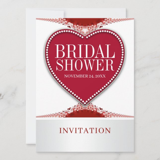 Invitación de boda de fiesta de regadera de corazó (Anverso)