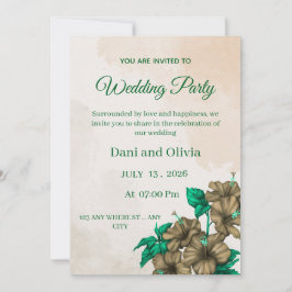 Invitación de boda de fiesta floral verde editable