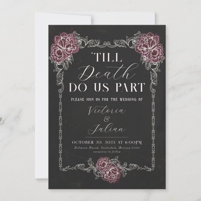 Invitación de boda de fiesta victoriana gótica (Anverso)