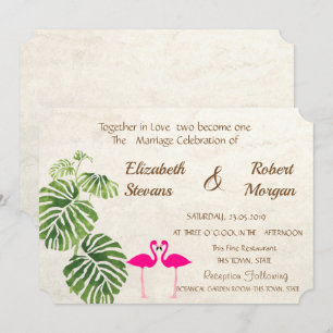 Invitación de Boda de Flamencos Tropicales