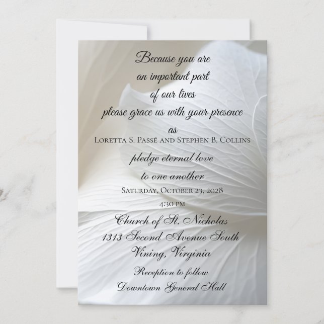 Invitación de Boda de Flor Blanca (Anverso)