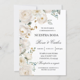 Invitación de boda de flor blanca