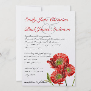 Invitación de Boda de Flor de Amapola Roja