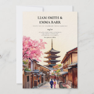 Invitación de boda de flor de cerezo de Kyoto