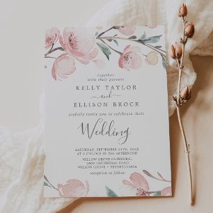 Invitación de boda de flor de cerezo de primavera