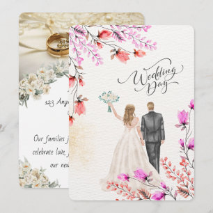 Invitación de boda de flor de cerezo, personalizad
