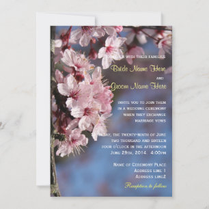 Invitación de boda de flor de cerezo rosa bonita