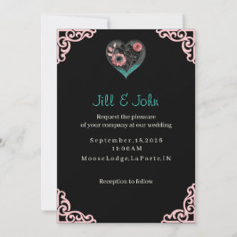 Invitación de Boda de Flor de Corazón Elegante
