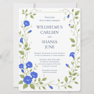 Invitación de boda de flor de gloria de la mañana