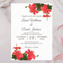 Invitación de boda de flor de hibisco brillante