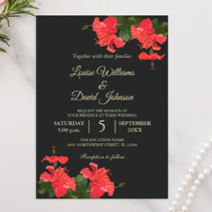 Invitación de boda de flor de hibisco brillante