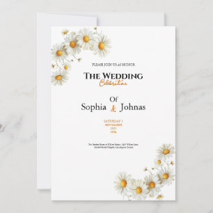 invitación de boda de flor de margarita elegante d