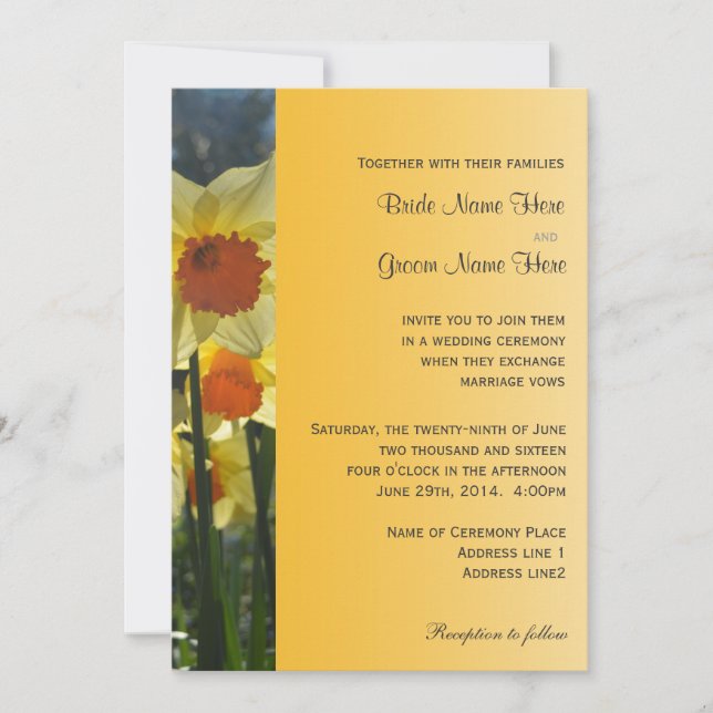 invitación de boda de flor de narciso soleado (Anverso)