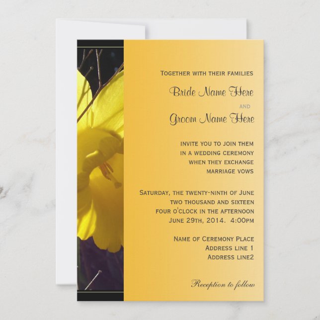 invitación de boda de flor de narciso soleado (Anverso)