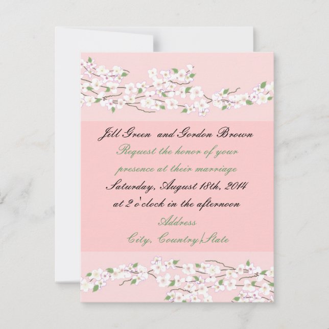 Invitación de boda de flor de rosa elegante (Anverso)