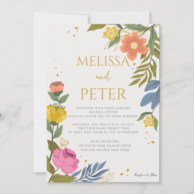Invitación de Boda de Flor Silvestre (Anverso)